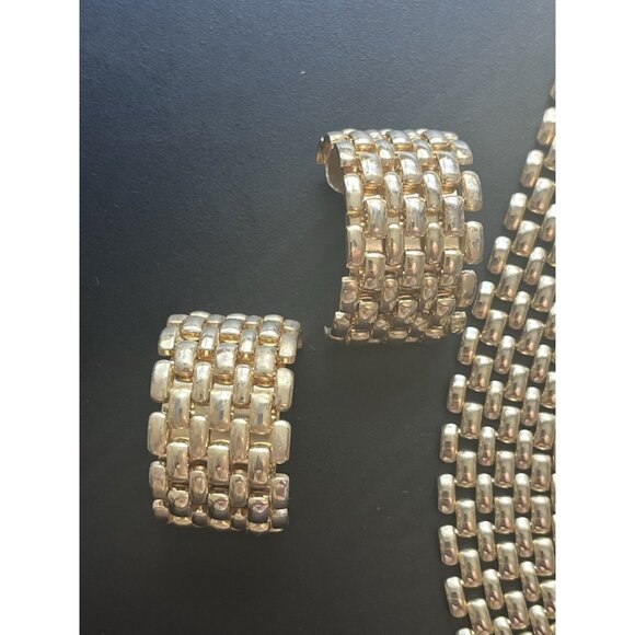 Vintage 90s Panther Link Necklace Set 3 pieces Gold Tone Quality Jewelry Y2k - Picture 5 of 16